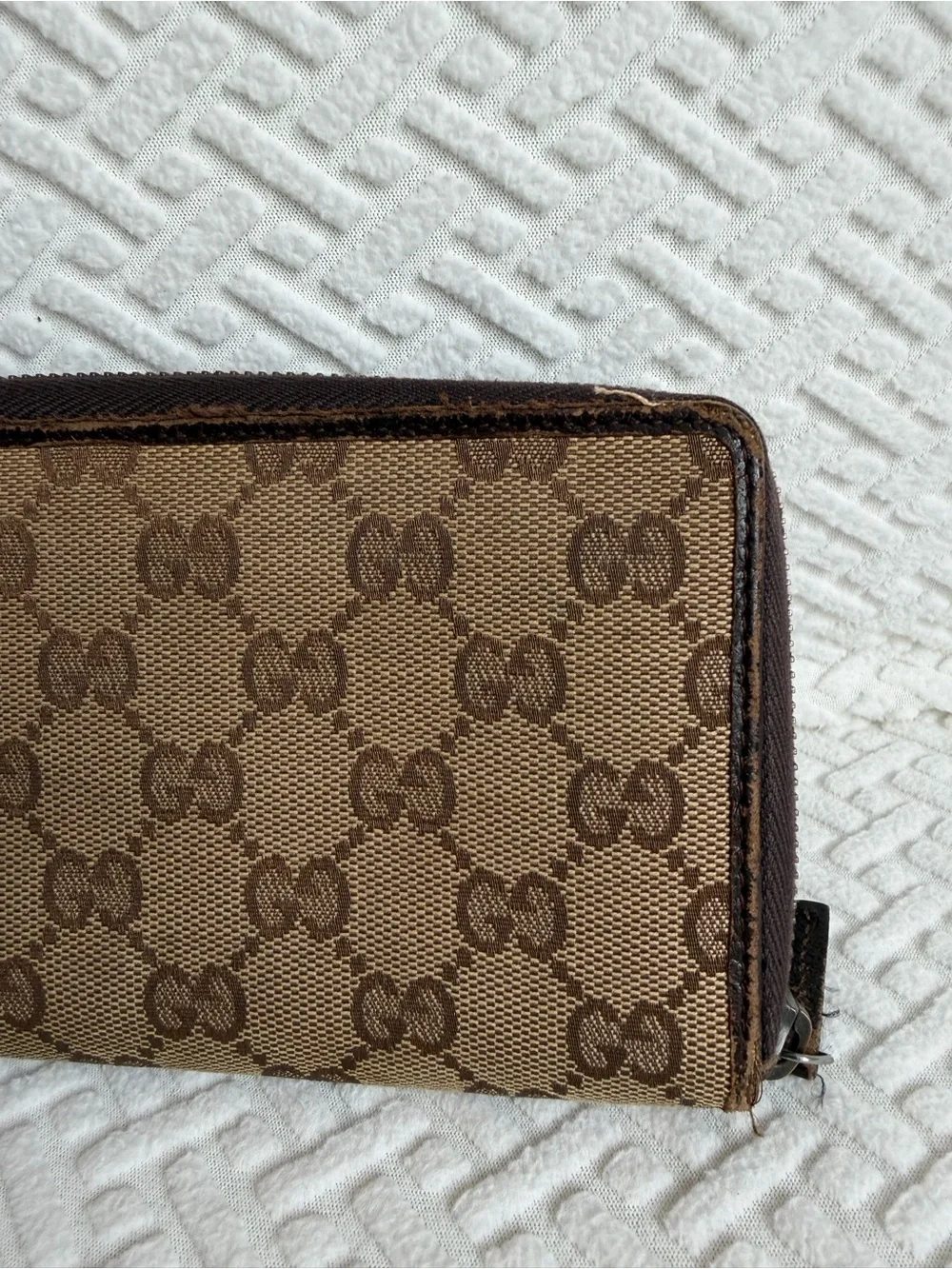 Gucci Tan/Brown GG Canvas Zip Wallet